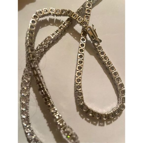 16 inch WHITE SAPPHIRE BLING NECKLACE - Picture 3 of 4